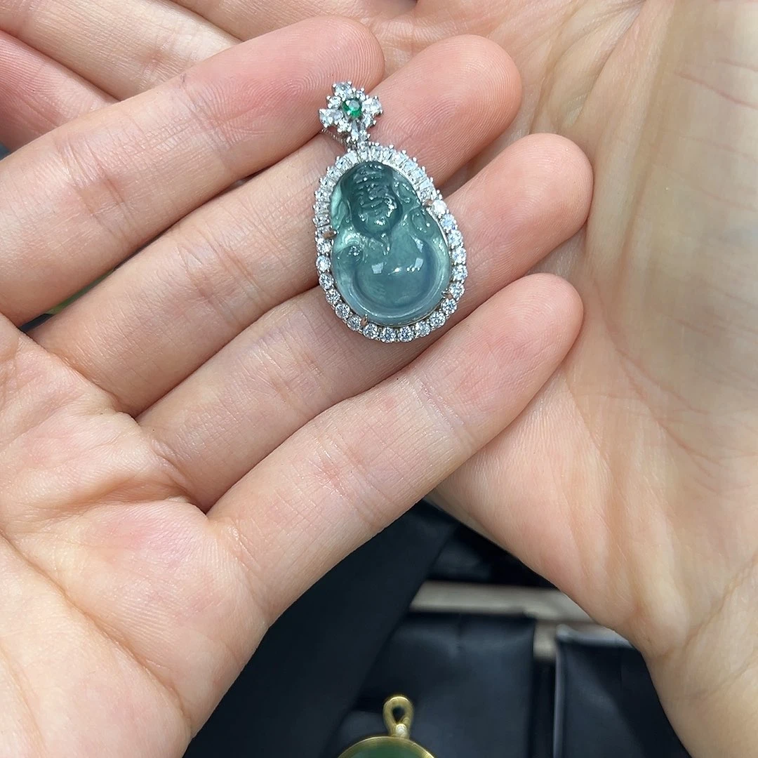 翡翠银S925镶嵌颈饰森**淼颜色多样性发货拍一发一