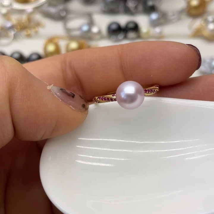 海水珍珠戒指银S925镶嵌