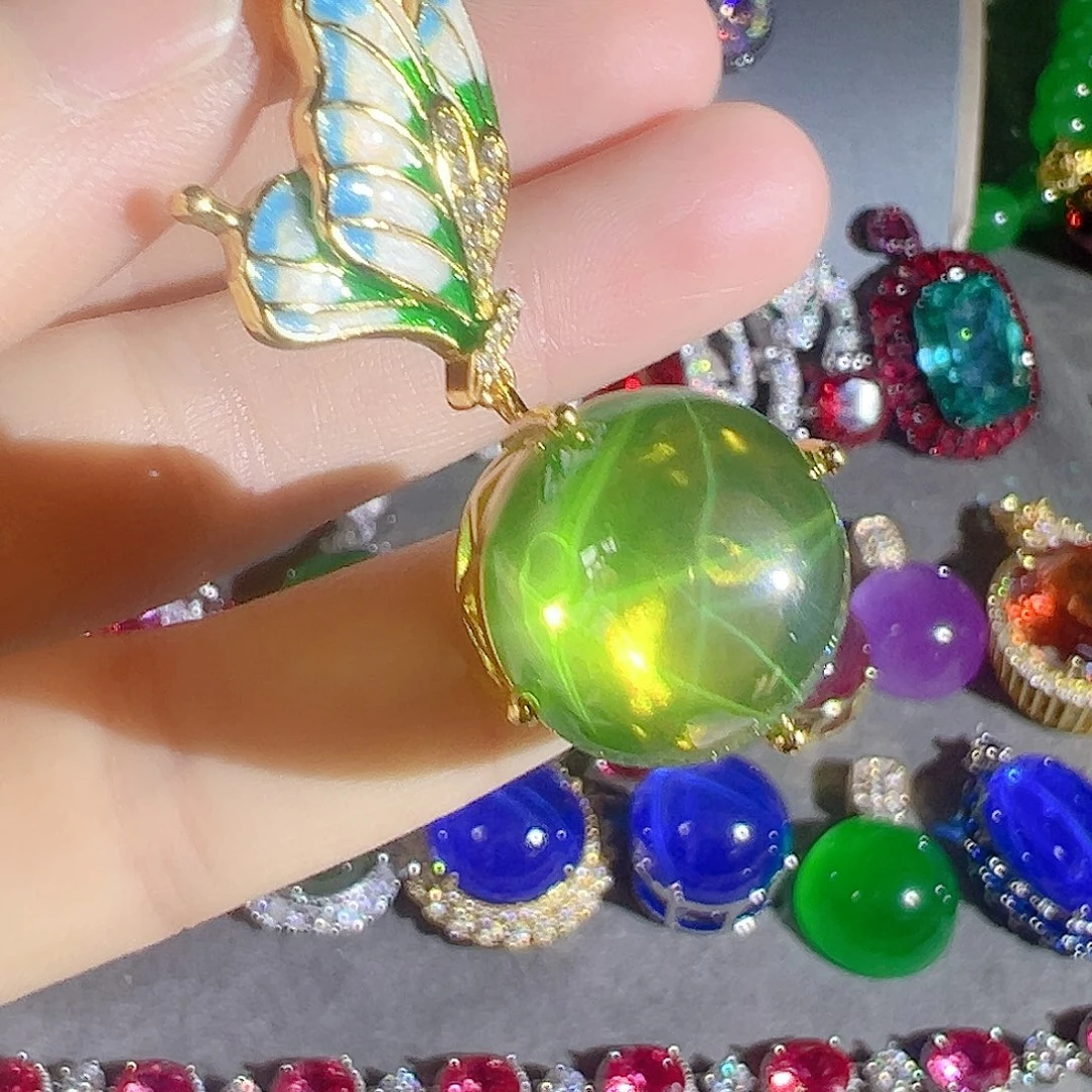 花岗石钨合金红色蓝色吊坠