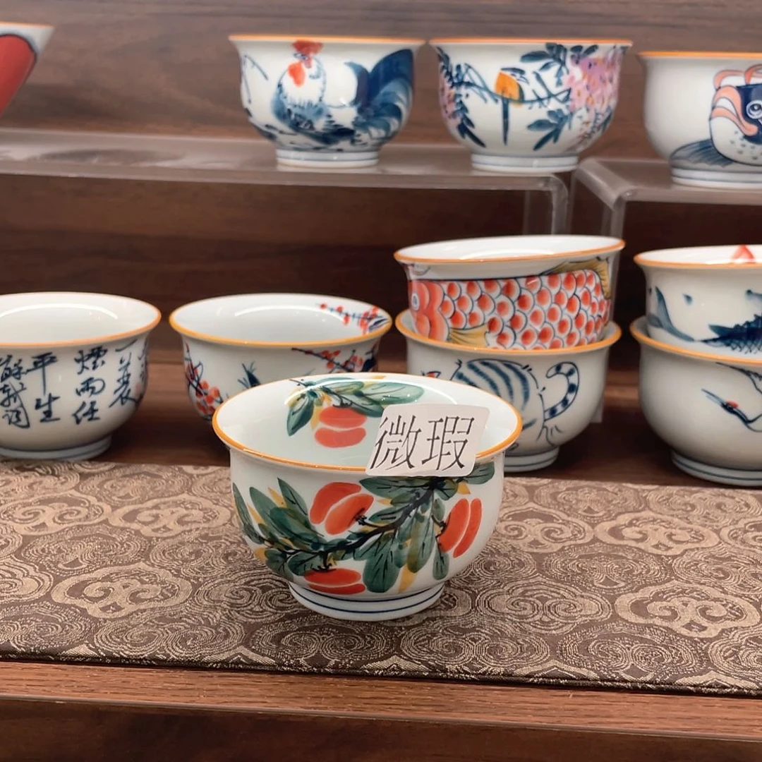 釉下手绘茶具微瑕