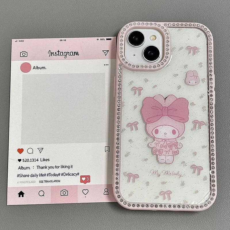 ins韩风卡通蝴蝶结美乐蒂适用苹果16手机壳新款iphone16pro全包14
