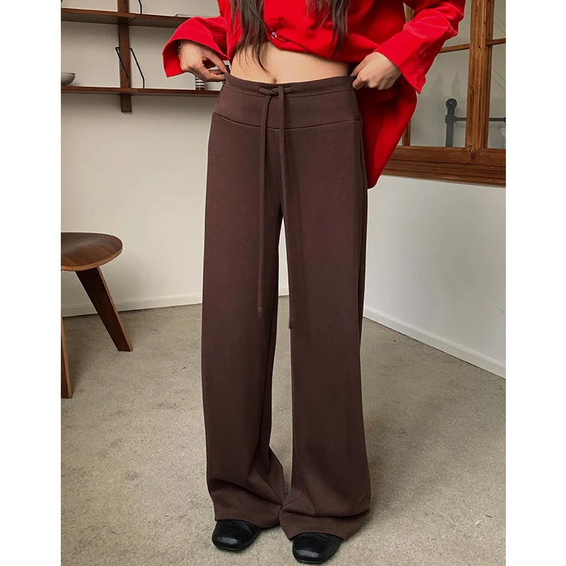 橘子树在哪儿高腰宽松休闲裤女秋季垂感直筒阔腿弹力百搭显瘦裤子