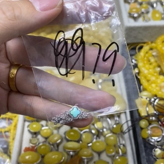 蜜蜡裸石银S925镶嵌手链