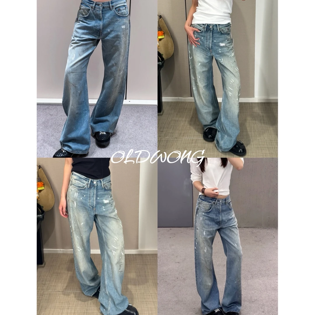 OLDWONG“直筒泼墨”修腿神器做旧泼墨直筒脏脏牛仔裤