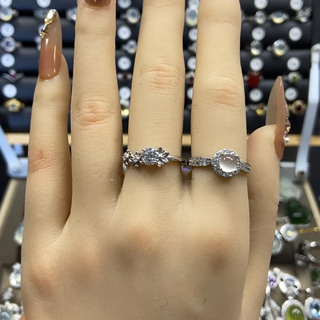 银S925镶嵌蛇纹石玉珠宝奇石忆*