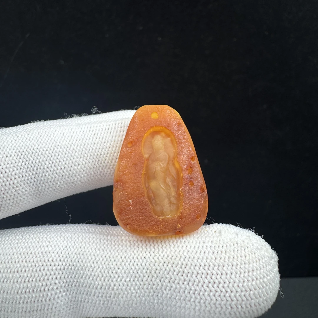 D3396【瑕疵】天然原矿蜜蜡 雕刻牌20*30*5.5mm支持复检假一罚十