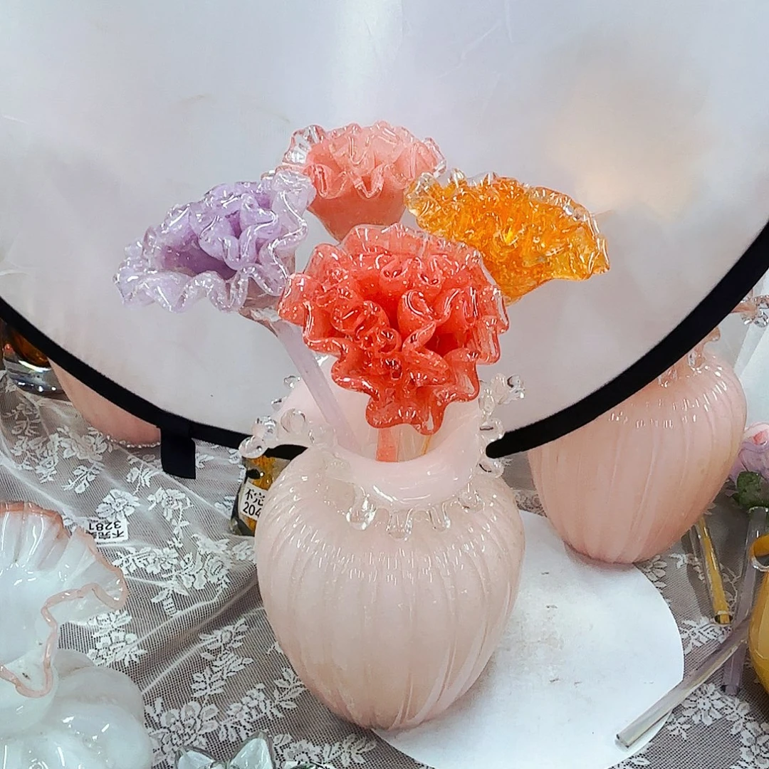 4花一瓶夜光琉璃花瓶摆件艺术品