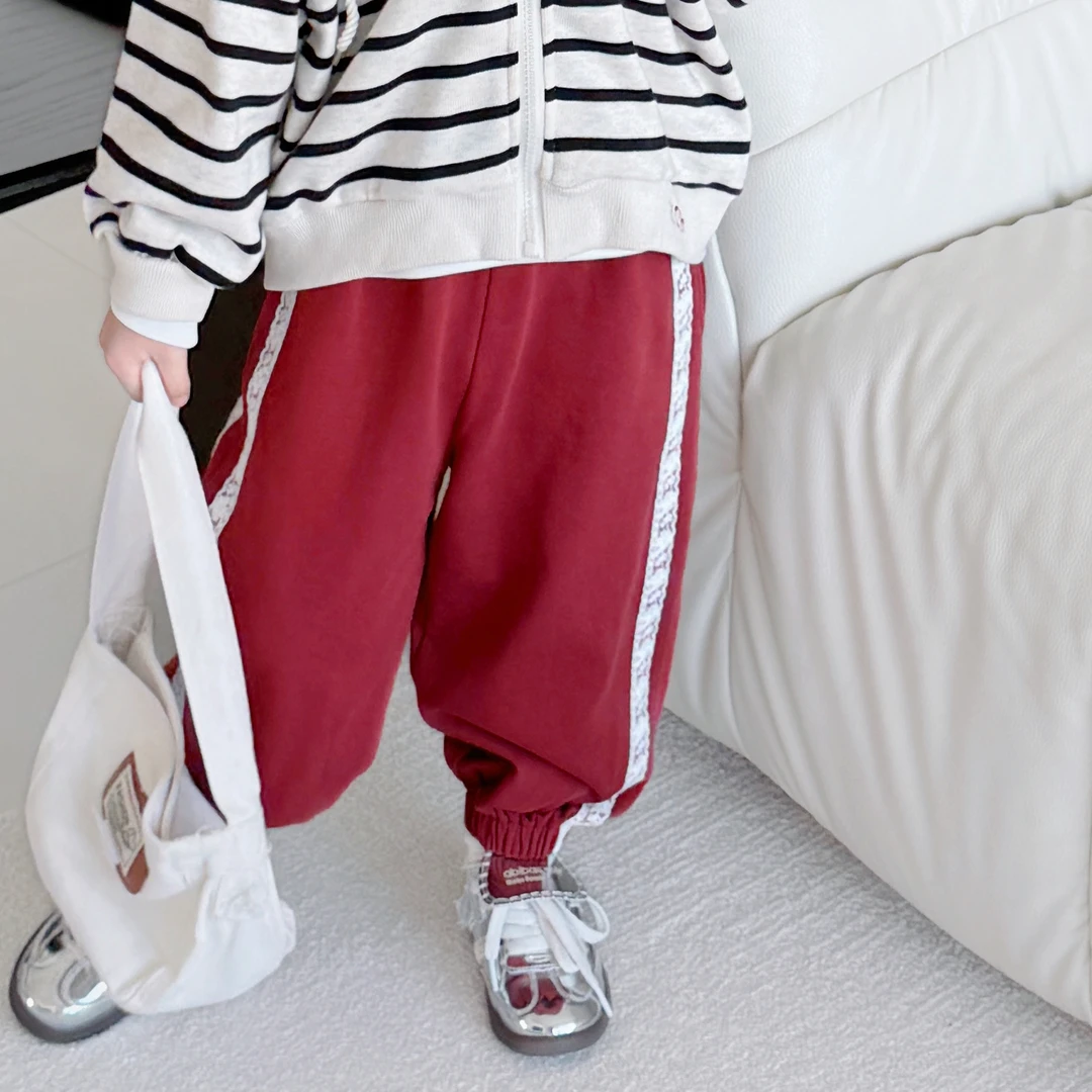 【彩虹方糖】C2548K拼花边束脚裤鱼子酱品牌儿童女童服装