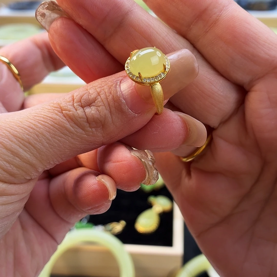 和田玉银S925镶嵌戒指