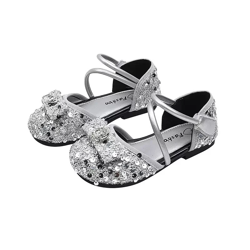 2025新款儿童鞋子小女孩公主鞋蝴蝶结水晶鞋