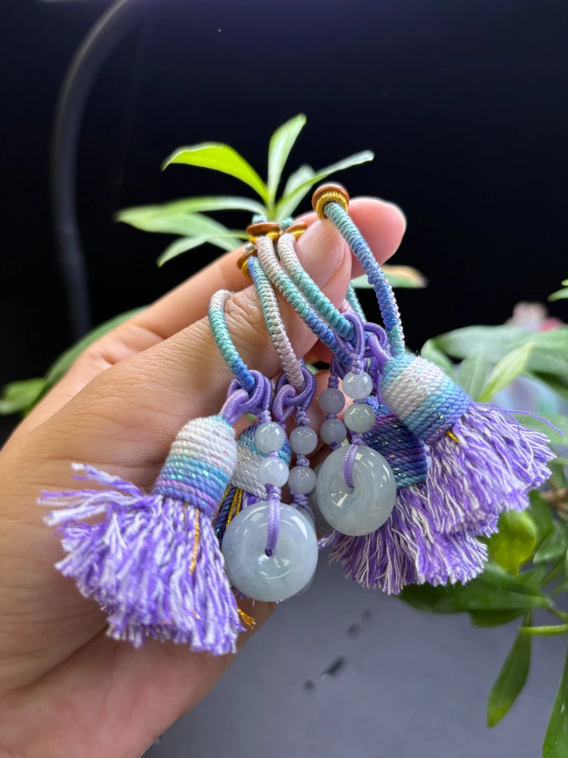 阿敏翡翠手镯定制  平安扣车挂手机挂包挂