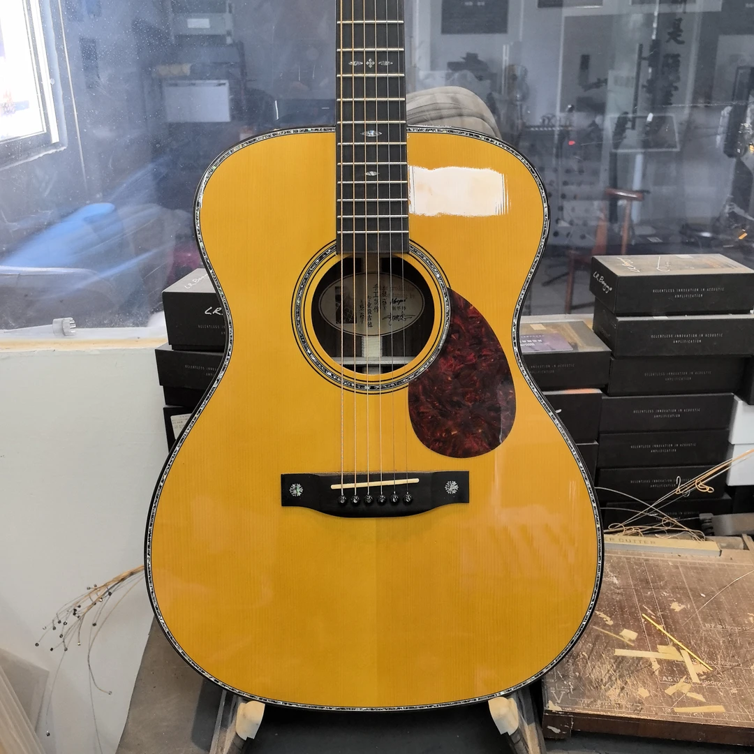 老李手工吉他om桶量产版本云杉玫瑰木全单