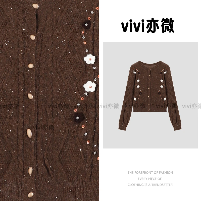 vivi亦微 |毛衣羊毛女开衫外套新款秋冬百搭休闲上衣JYY-H2868