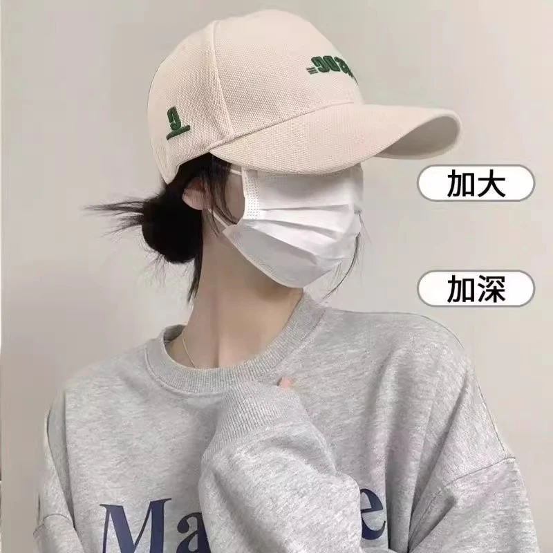 棒球帽子女硬顶大头围显脸小新款鸭舌帽加深宽帽檐遮阳大脸高颜值