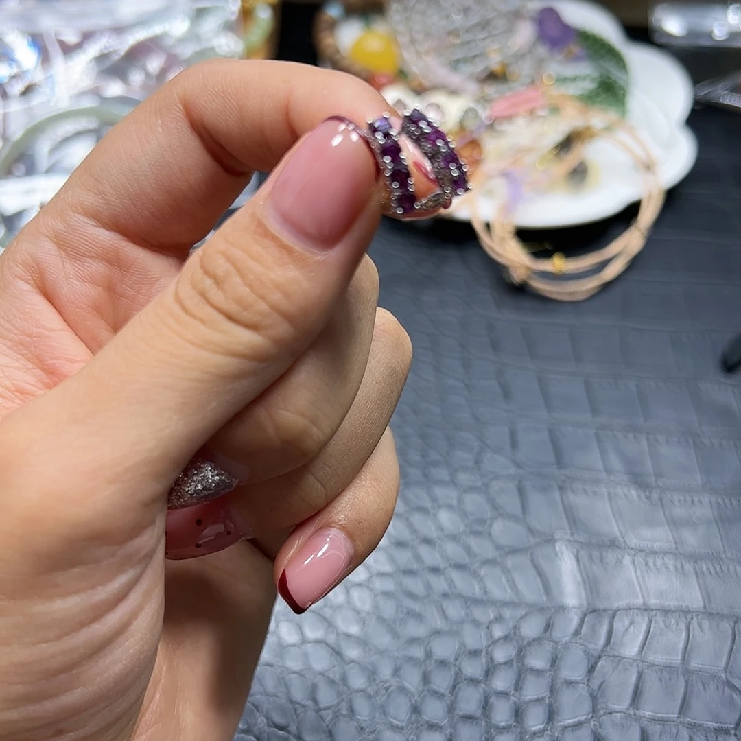 烟晶手链银S925镶嵌紫牙乌耳扣