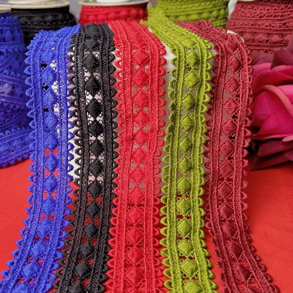 苗族风格十字菱形苗绣水溶蕾丝瓜子花边服装饰辅料