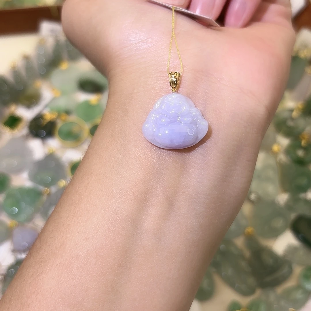 翡翠18K金镶嵌颈饰佛公