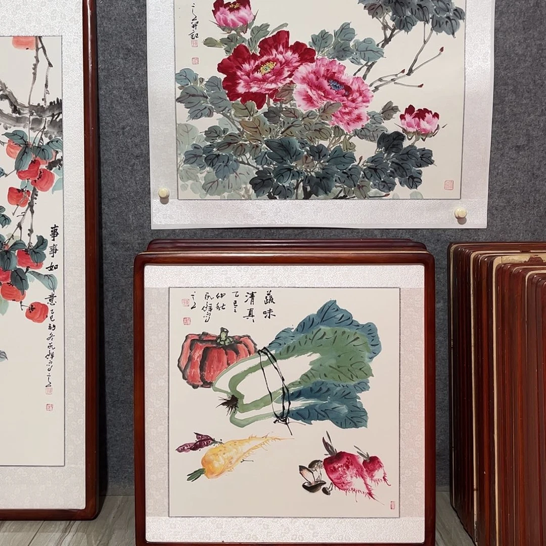 国画书画作品带框63×63