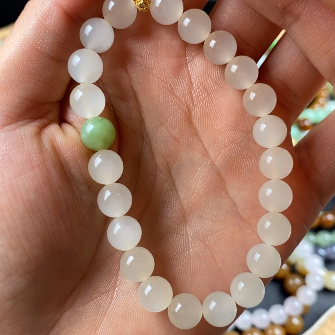 手串未镶嵌和田玉冰底蜂蜜水8mm