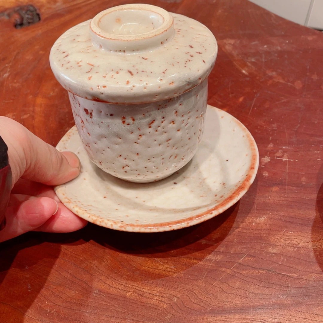 瓷片水野守山三才盖杯新