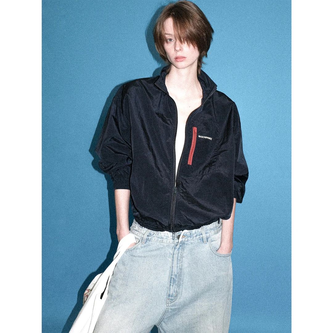 MASONPRINCE*轻量皮肤衣 暗格尼龙撞色立领户外夹克