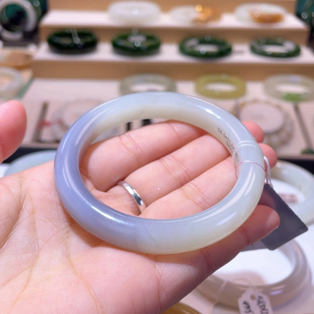 和田玉未镶嵌颈饰高品烟紫双色手镯56/57