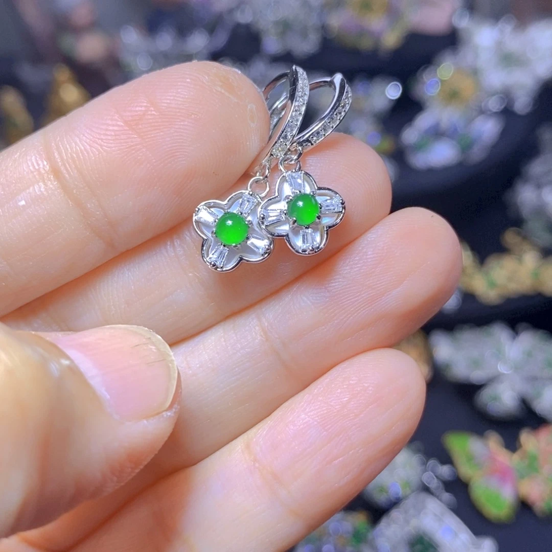 翡翠银S925镶嵌吊坠(不含链)天然翡翠