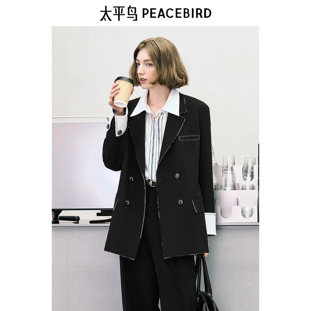 【赵老板专属】太平鸟女装秋季新款品质感廓形西装A1BAE3362