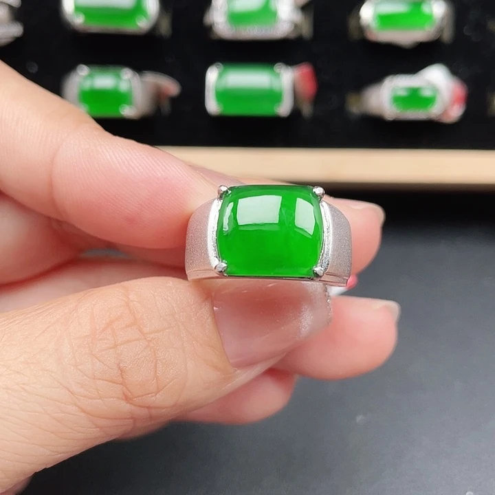 翡翠银S925镶嵌戒指编号3871没运费险