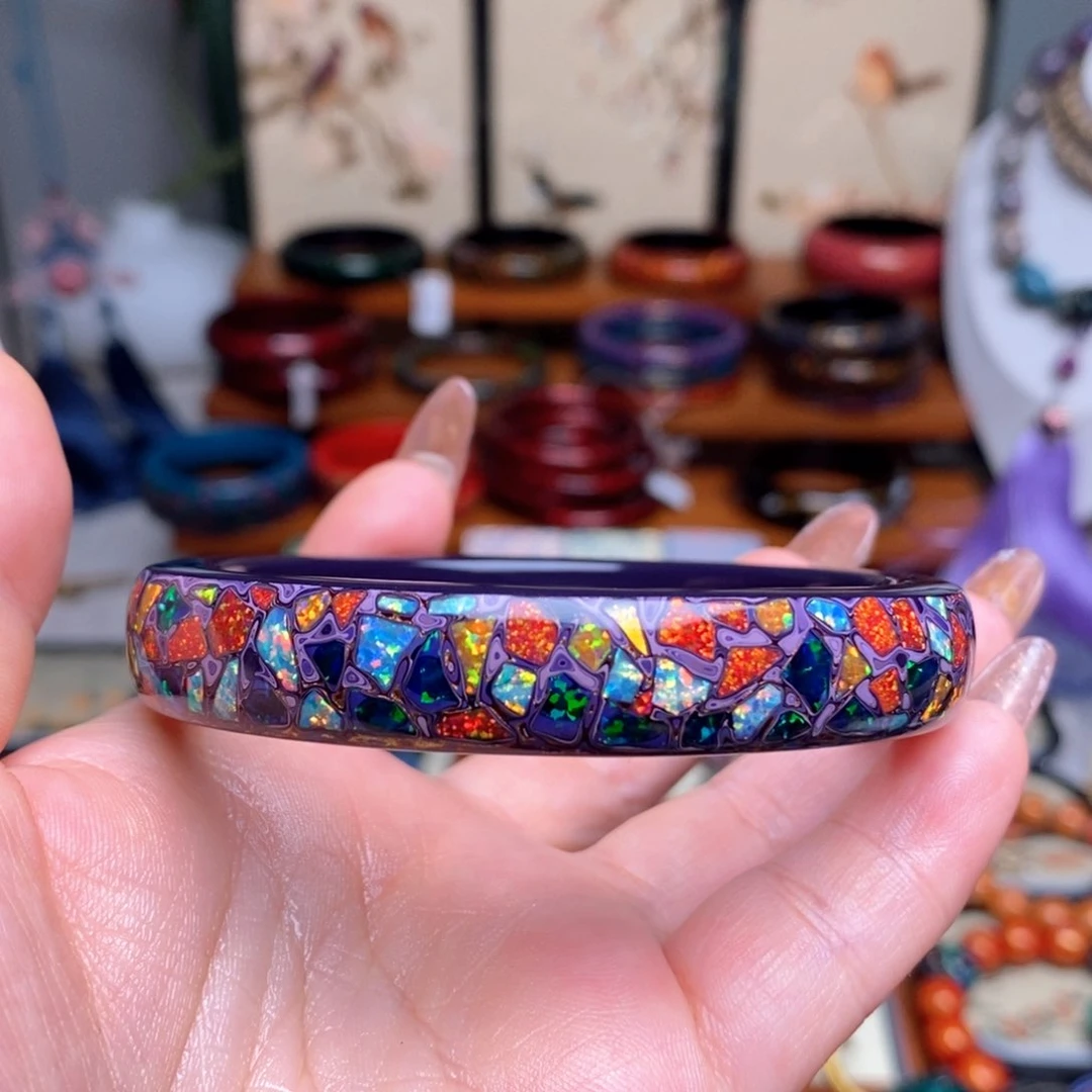 博*大漆方镯犀皮纹精品爆手镯64圈口