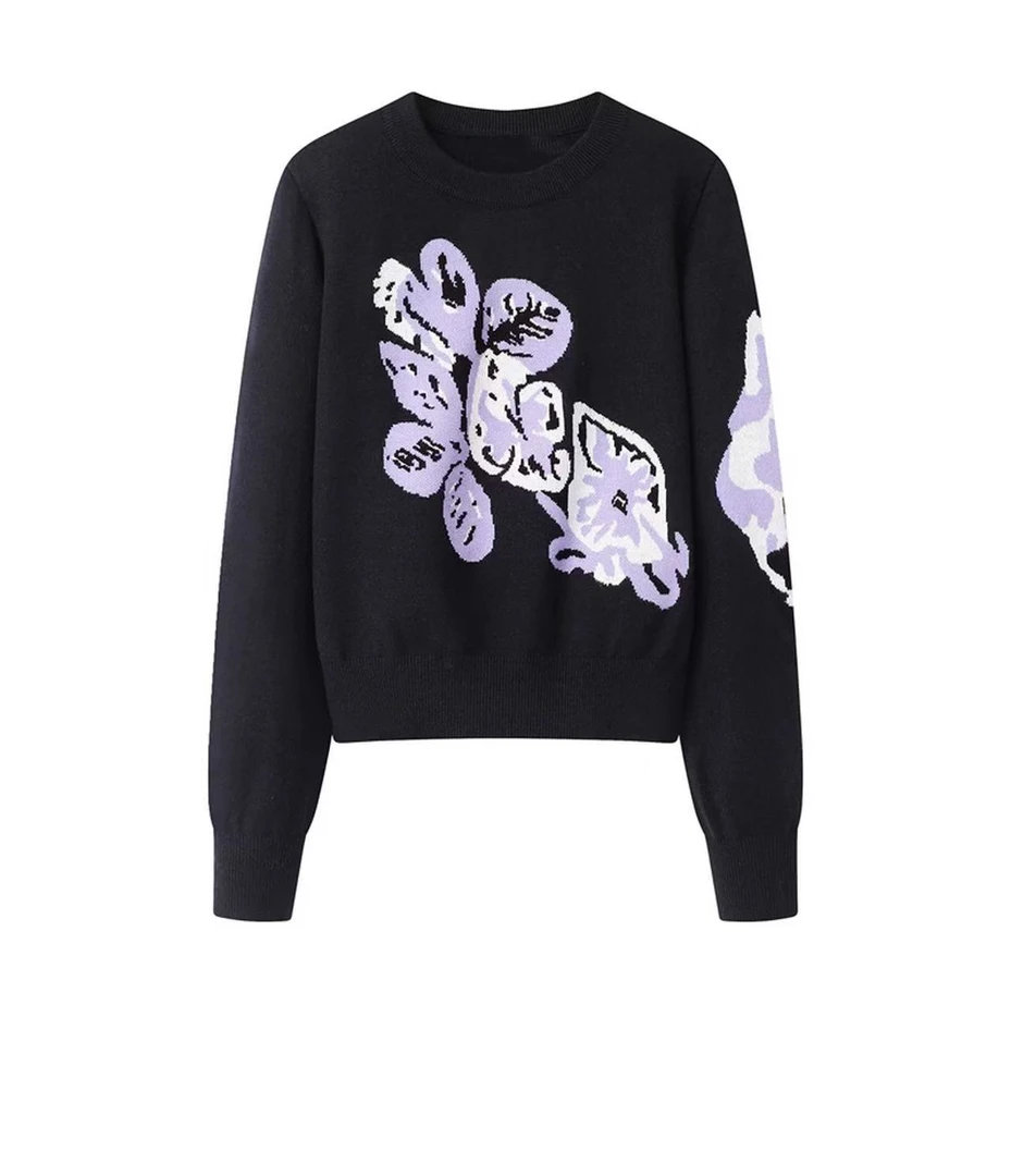 【编码37】懒风女圆领毛针织衫宽松上衣休闲设计师针织衫轻奢毛衣