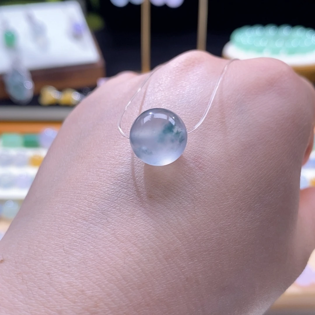 翡翠未镶嵌颈饰翡翠高冰木那飘蓝花珠