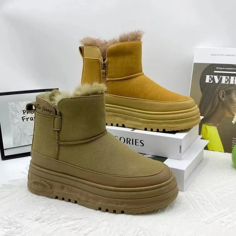 厚底雪地靴2024冬季新款时尚百搭短靴潮流百搭