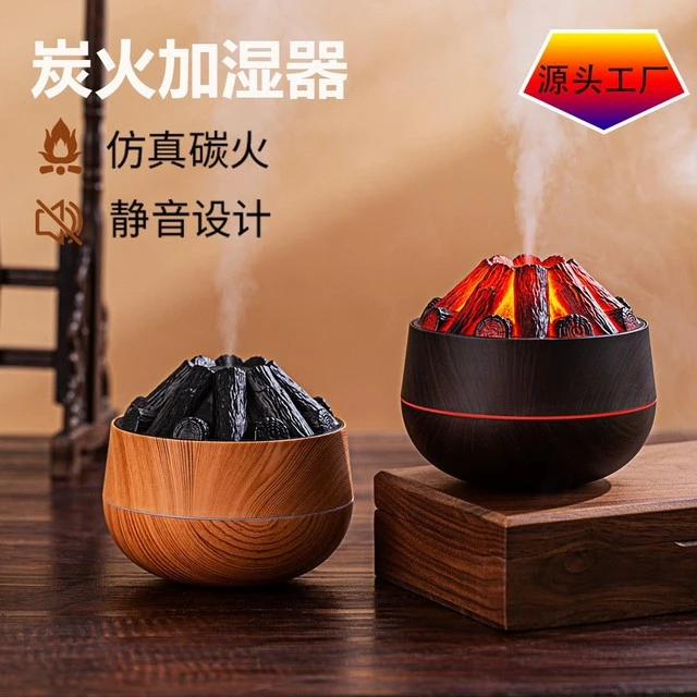 创意炭火加湿器 香薰迷你火山Usb便携桌面迷你静音大雾火焰加湿器
