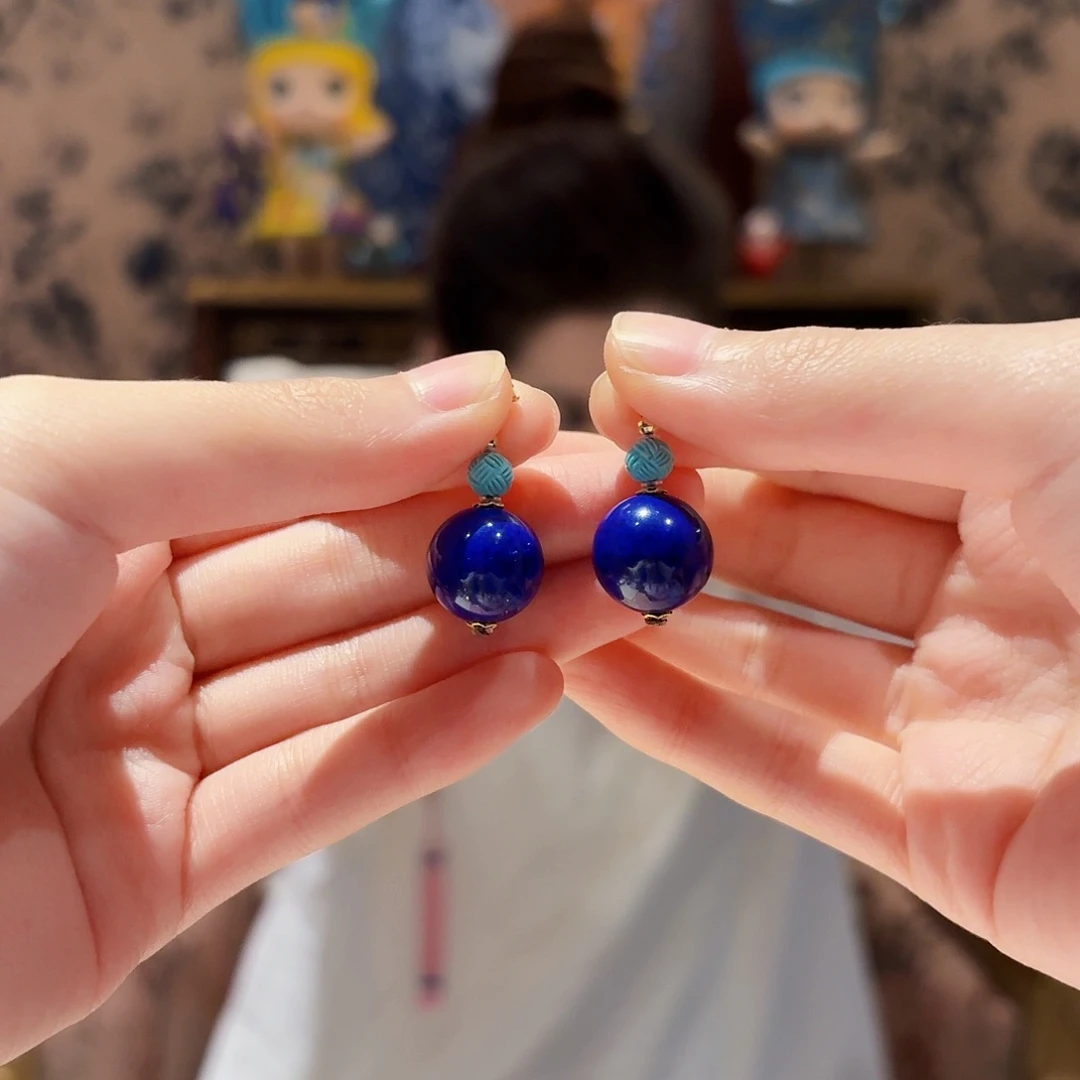 青金石未镶嵌耳饰耳饰