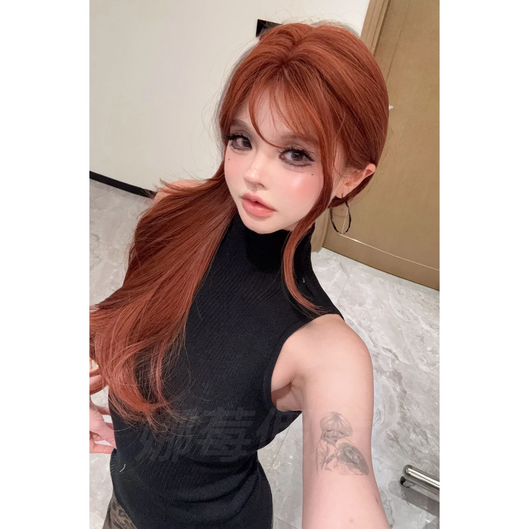 【夏日橘红】蕾丝自然显白中分波浪卷高级百搭氛围网感女生头套假发