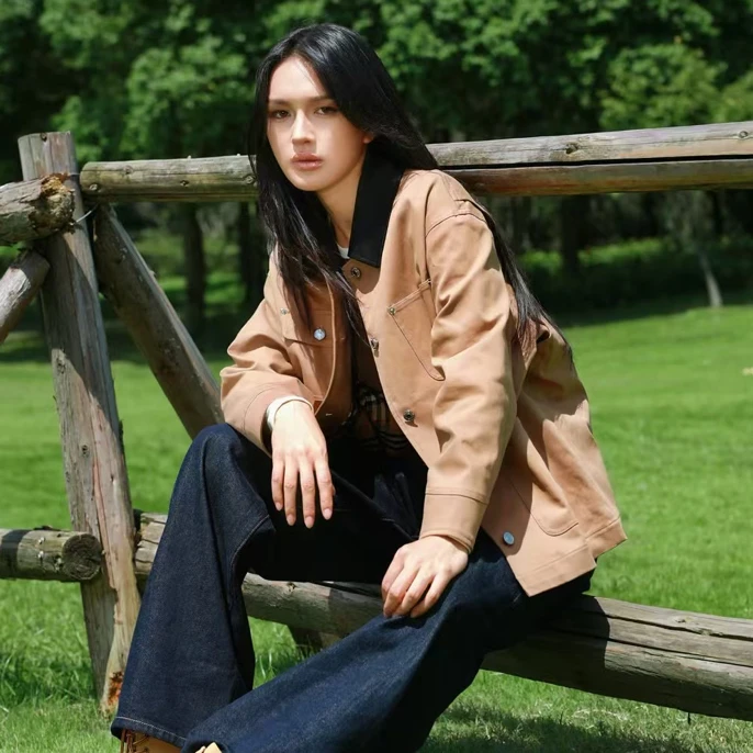 宽松型单排扣活力风标准翻领夹克百搭宽松时尚春季