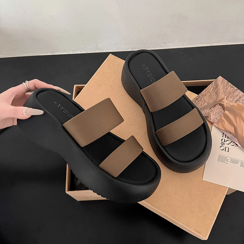 双子带厚底沙滩凉拖鞋2025夏季新款时尚百搭网红爆款一字拖