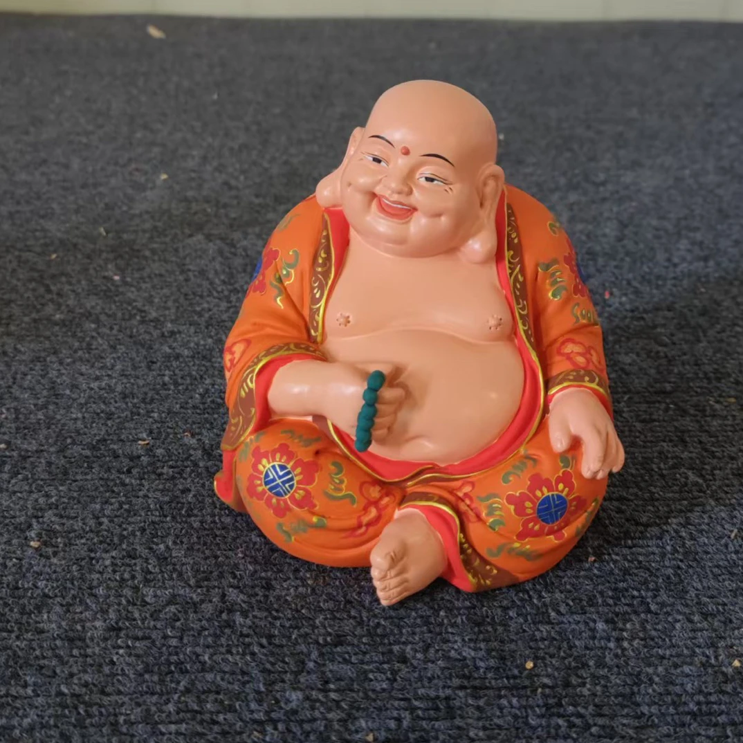 果雕刻彩绘提珠笑佛摆件