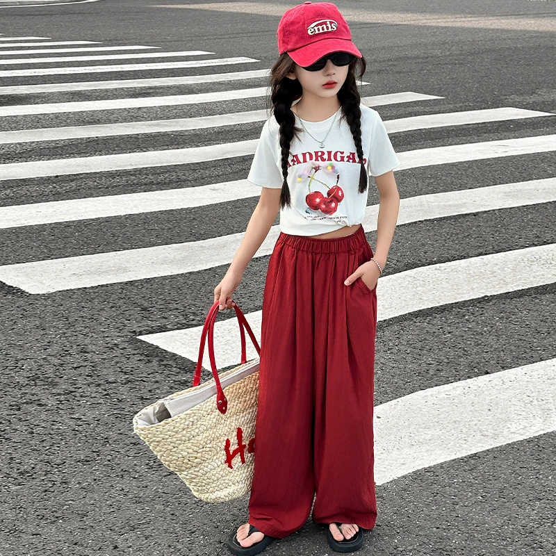 女童夏季套装2025新款洋气中大儿童短袖裤子女孩休闲时髦两件套潮