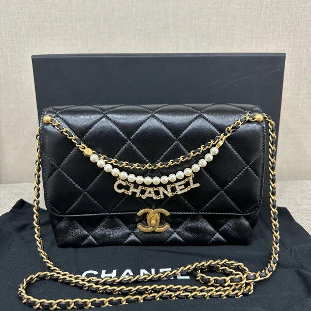 未使用 Chanel/香奈儿 99新 黑金方胖子 单肩包斜挎包  102