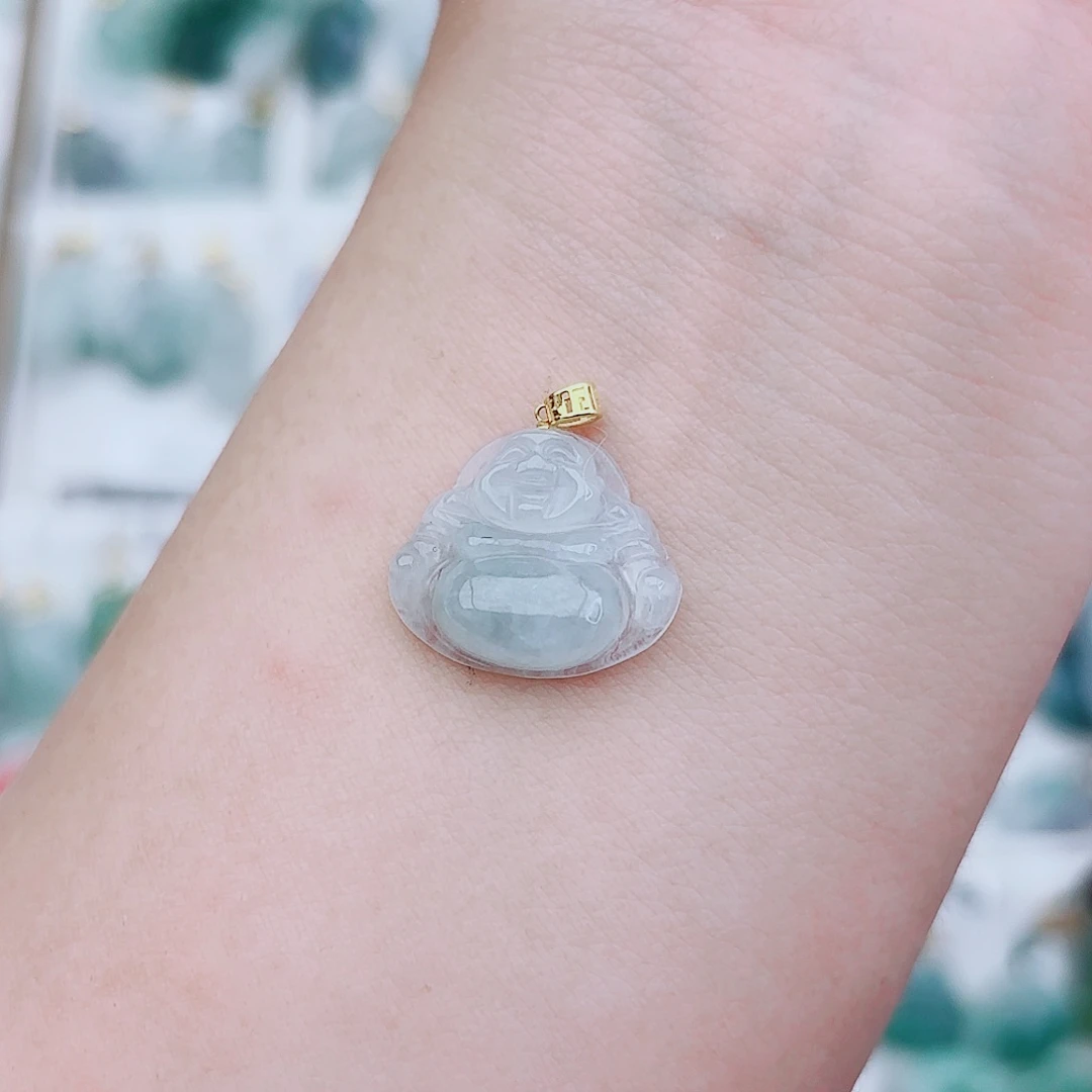 翡翠颈饰18K金镶嵌佛公