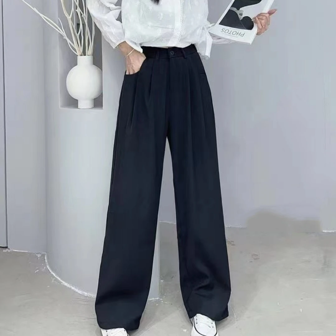 Lzrk 秋季爆款女裤百搭舒适透气休高腰时尚休闲闲女裤窄版阔腿裤