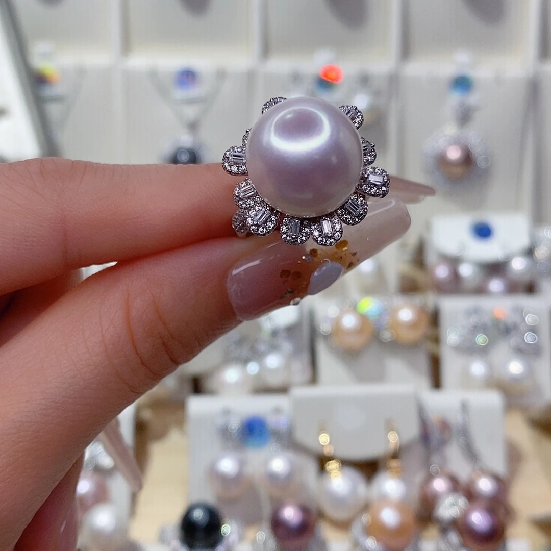 大***o戒指银S925镶嵌淡水珍珠14➕