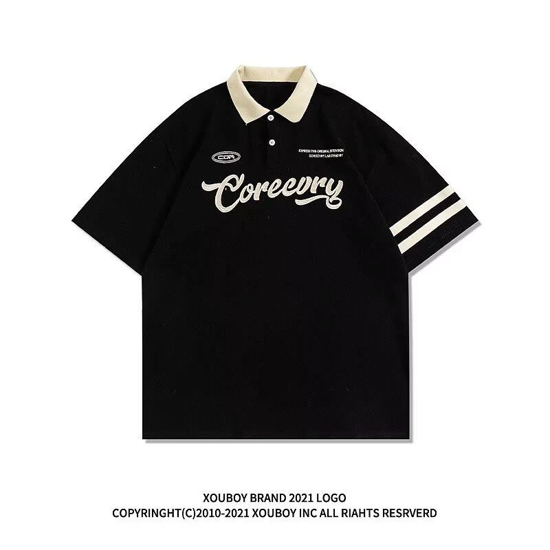翻领短袖polo衫男潮牌夏季t恤韩版修身潮流2025新款百搭体恤上衣