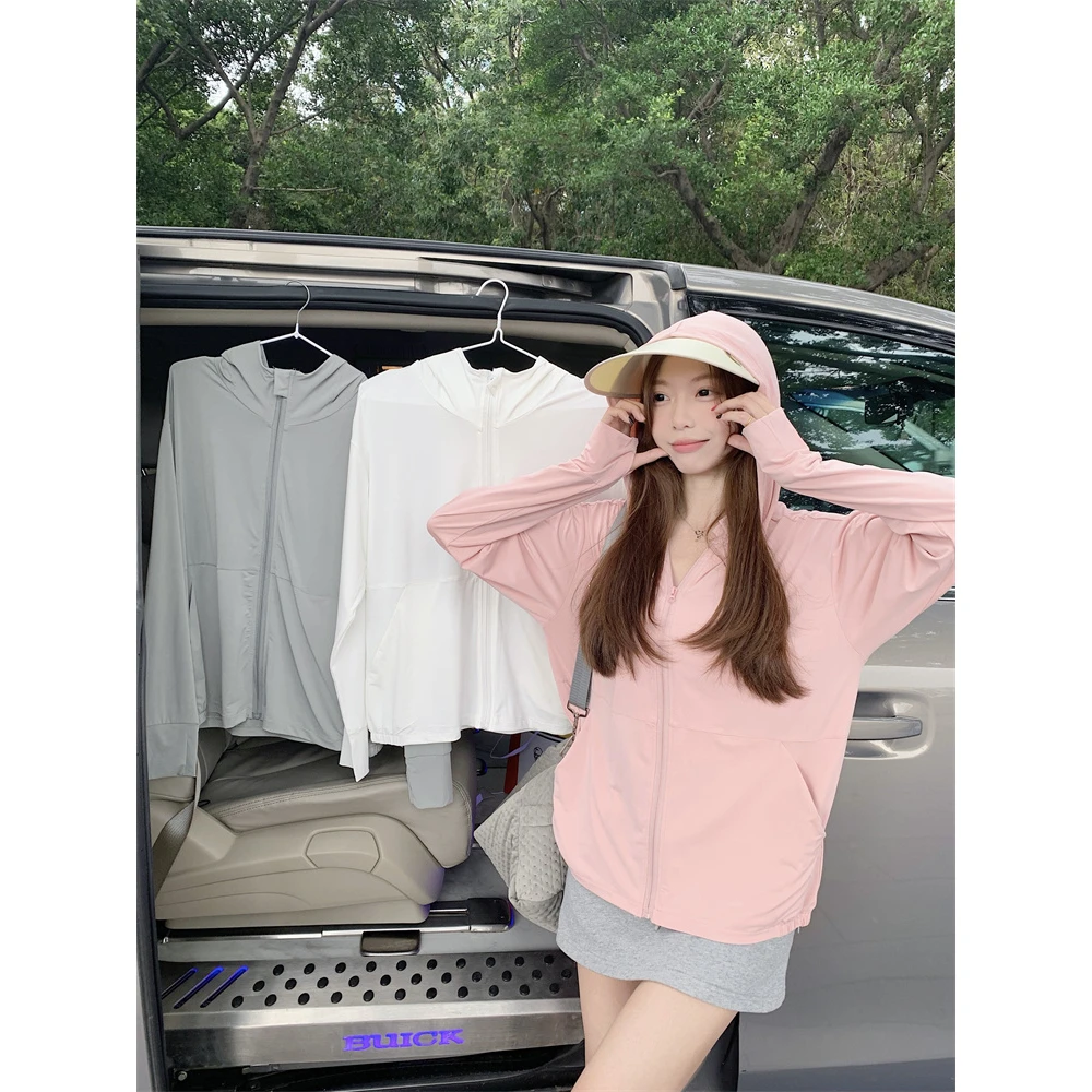 实拍实价冰丝防晒衣女士夏季防晒服大帽檐防紫外线薄男女外套