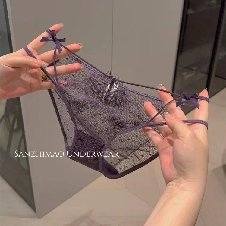 纯欲风波点蕾丝内裤女低腰2025新款性感高级感结三角裤女薄款