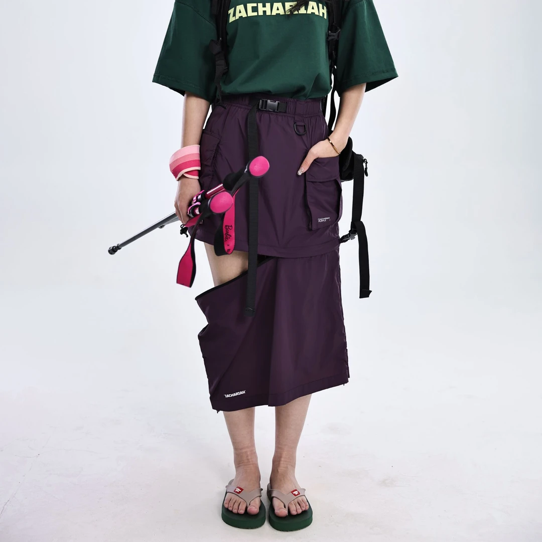 ZACHARIAH【寐紫】凉感防晒机能可拆卸运动半裙轻量户外速干长裙女
