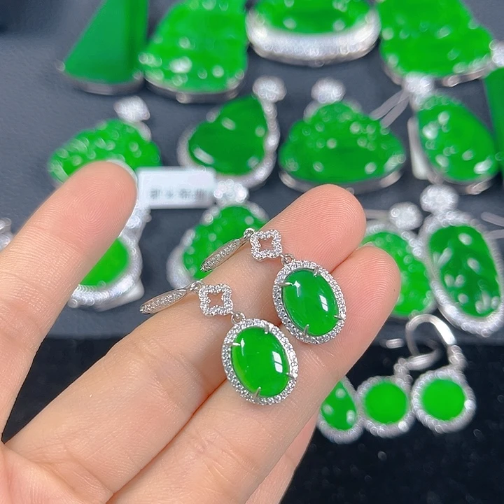 翡翠银S925镶嵌吊坠(不含链)