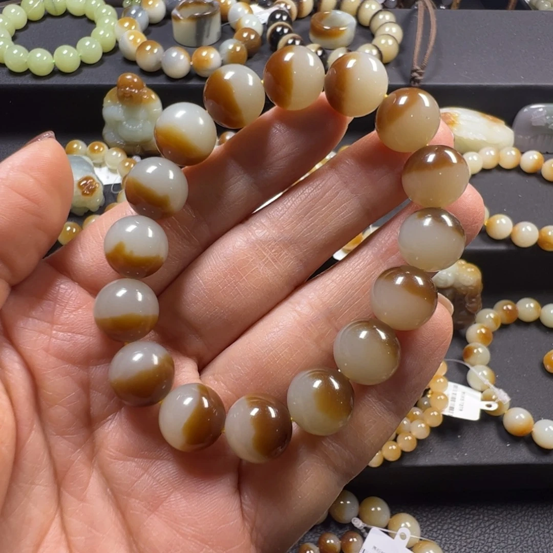 平***乐和田玉未镶嵌手链卡12